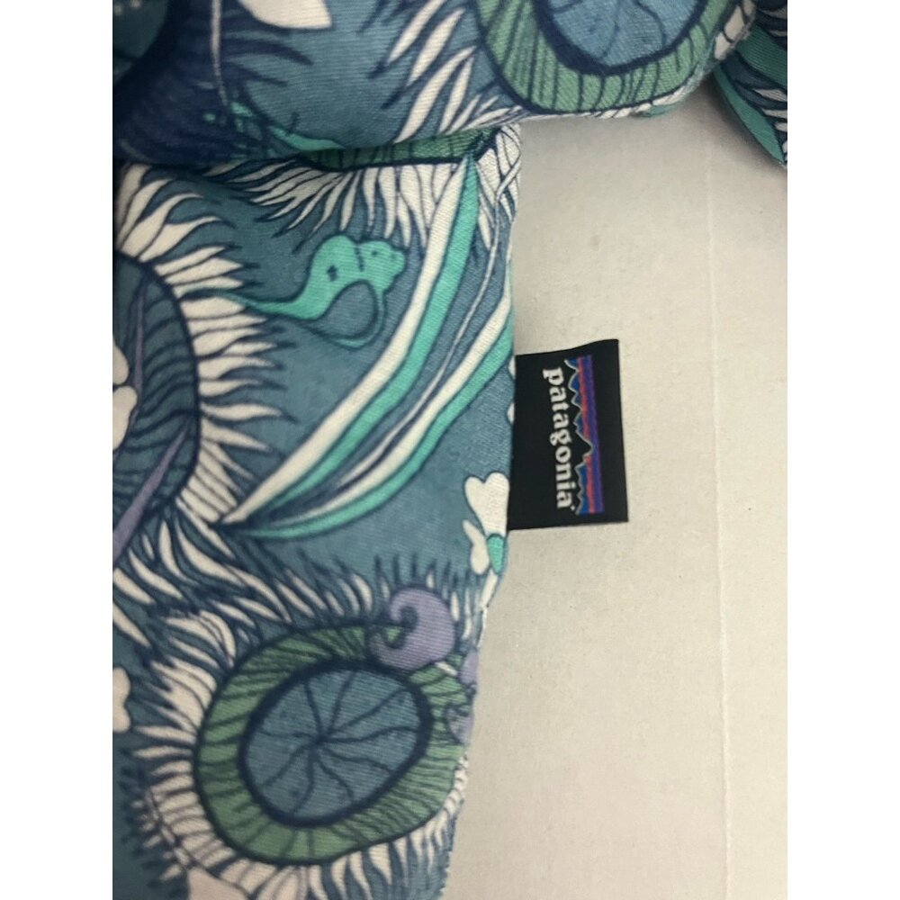 Patagonia Men's L Camp Shirt Seashell Shell Anenome Ocean Top Blue Green - Picture 4 of 8